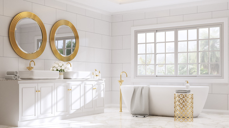 Marble bathroom with gold accents