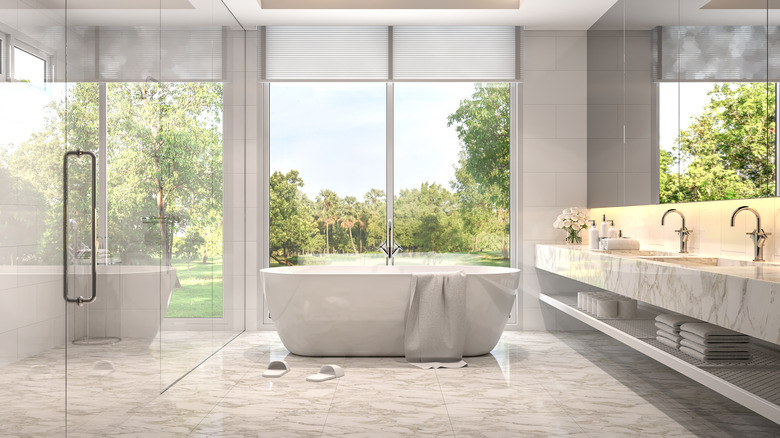 Bathroom with marble floor