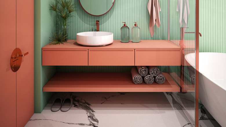 Bathroom with marble floor