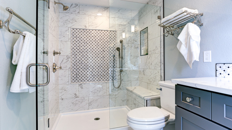 Bathroom with marble design