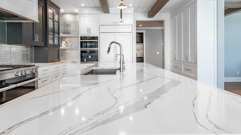 Marble kitchen island