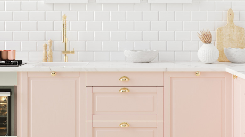 Pink kitchen marble countertops