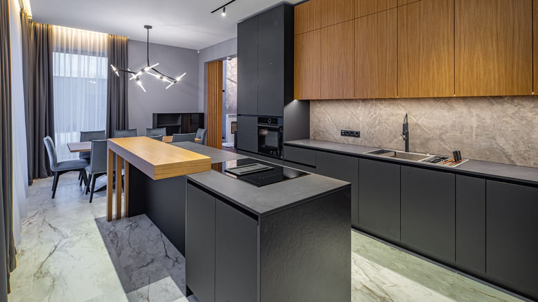 Matte black kitchen cabinets