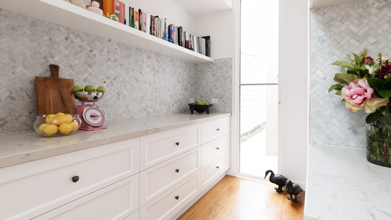 Butler's pantry with bookshelf