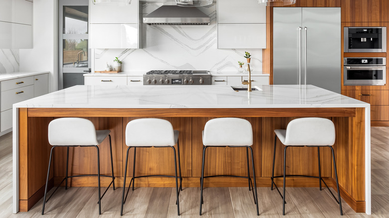 Modern kitchen island with stools