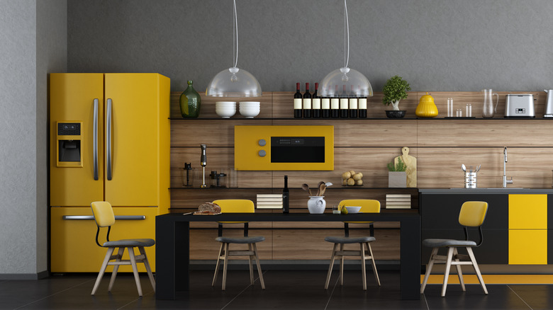 Yellow appliance kitchen