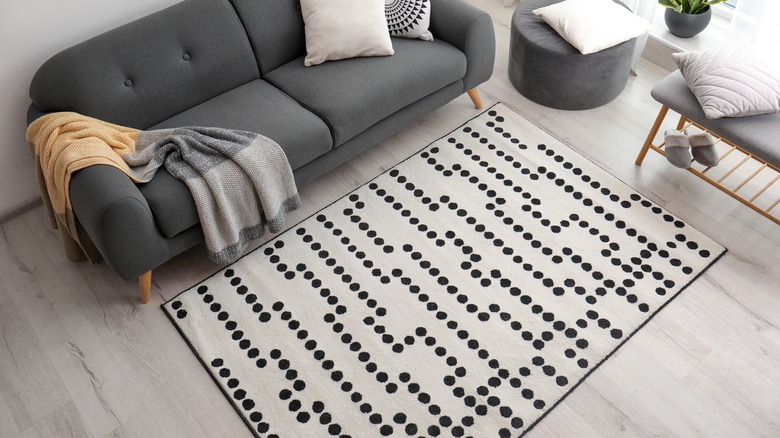 polka dot rug and couch