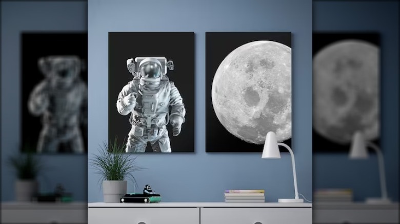 spacey images on a wall