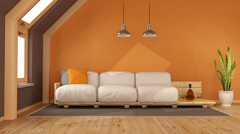 Room with an orange wall