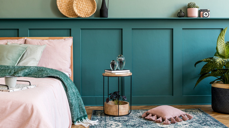 Room with a teal wall