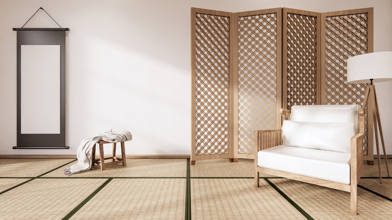 View of white meditation room 