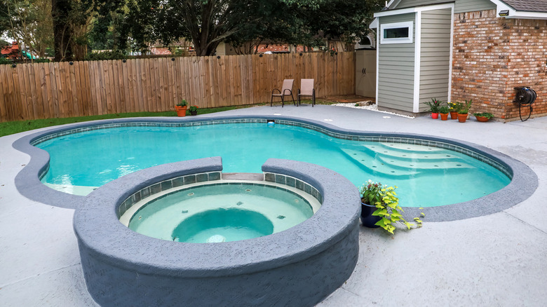 beautiful grey accent swimming pool