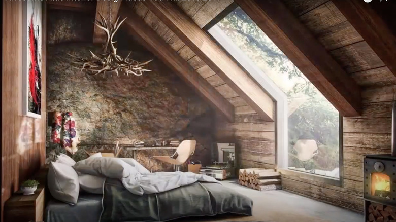 Rustic attic bedroom