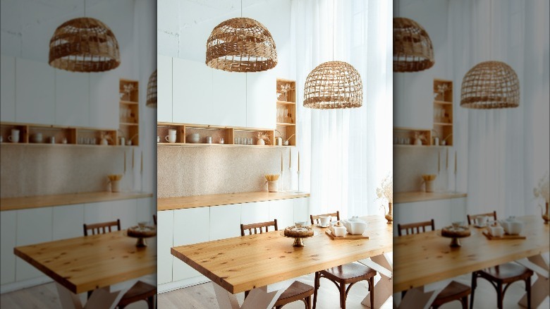 Basket weave light pendants