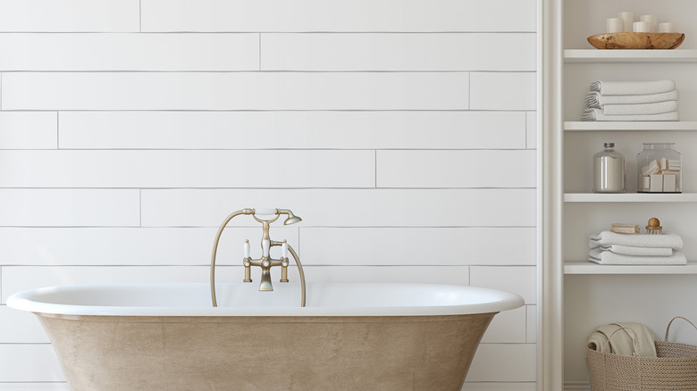 Neutral bathroom with tub