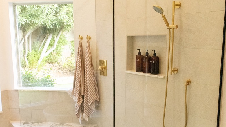 Gold accent shower