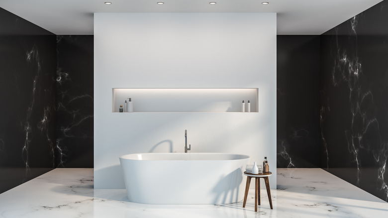 Black and white marble bathroom