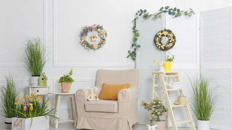 garland on top of wall