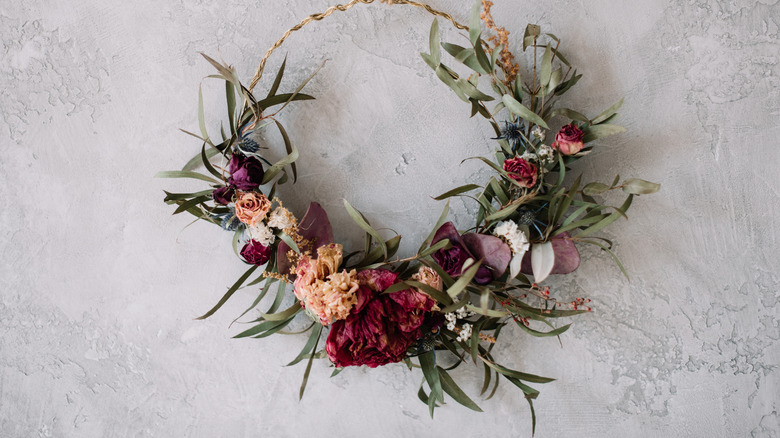 flower garland around a wreath