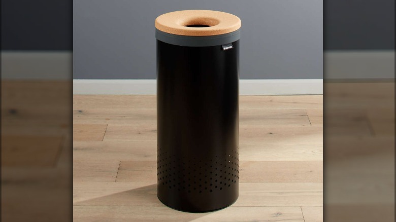 Sleek black laundry bin