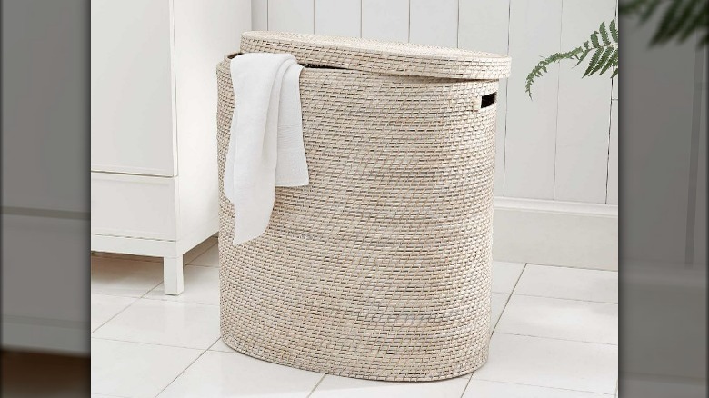 Divided rattan hamper