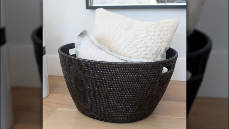 Small black laundry basket