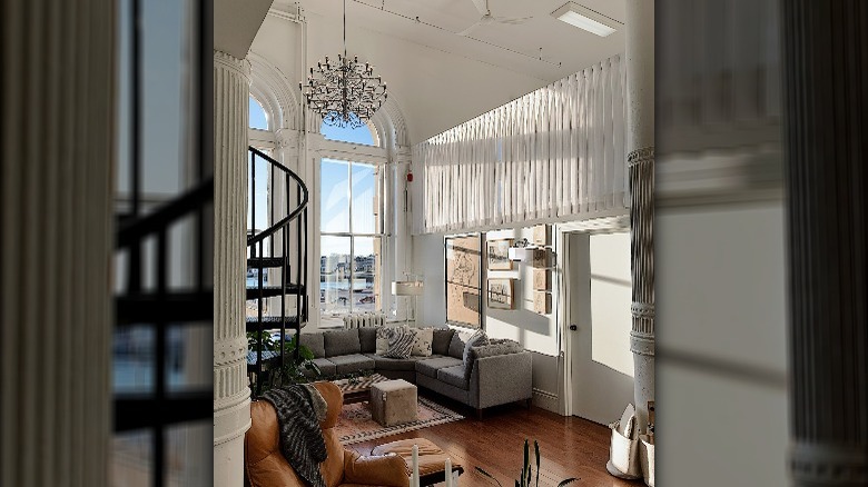 Black crystal chandelier living room