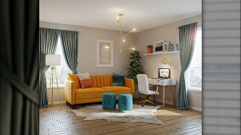 Elongated Sputnik chandelier living room