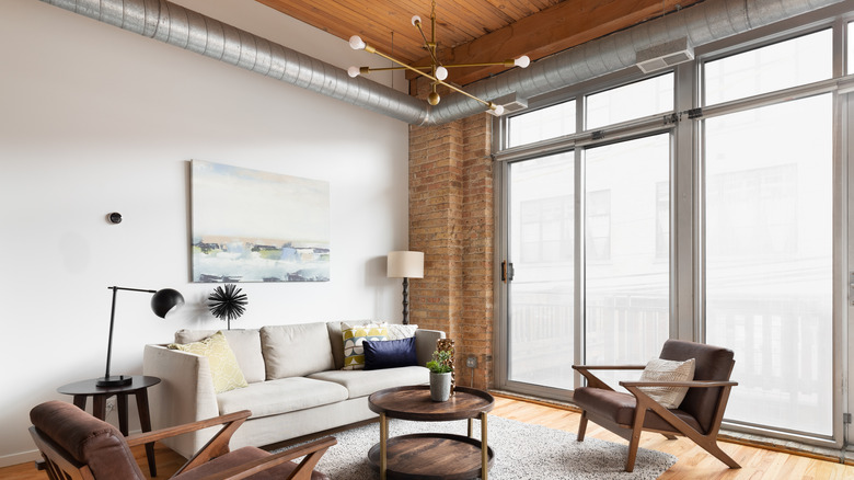 Gold Sputnik chandelier living room