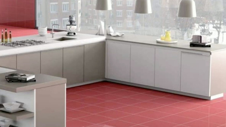 Clean glossy red tiles