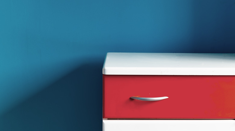 white and red dresser