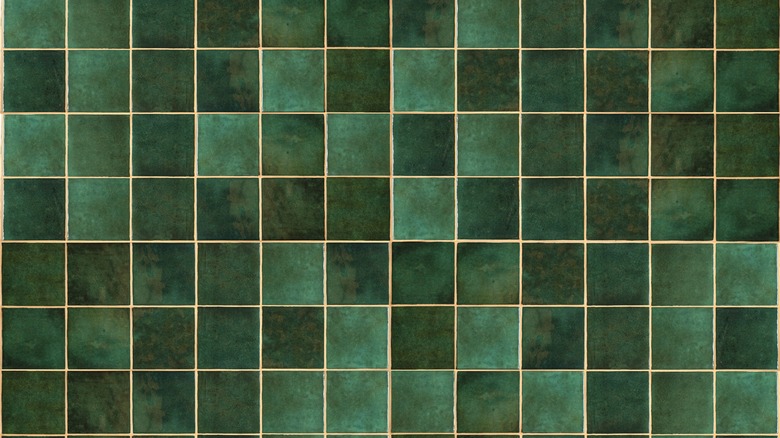 green ceramic square tile