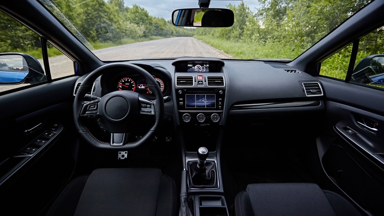 black leather car interior