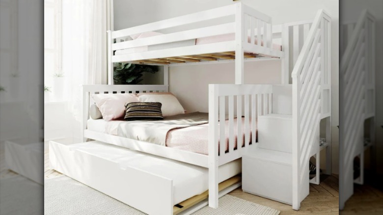 white trundle bunk bed