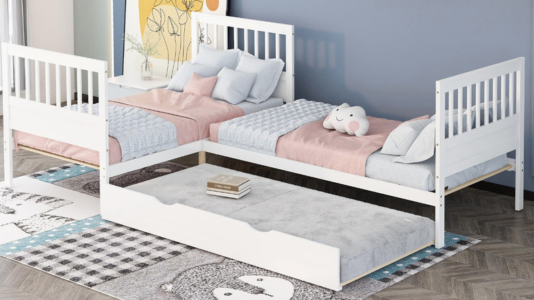 L-shaped bed frame with trundle