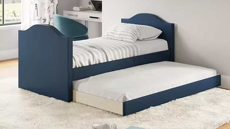 blue trundle bed frame