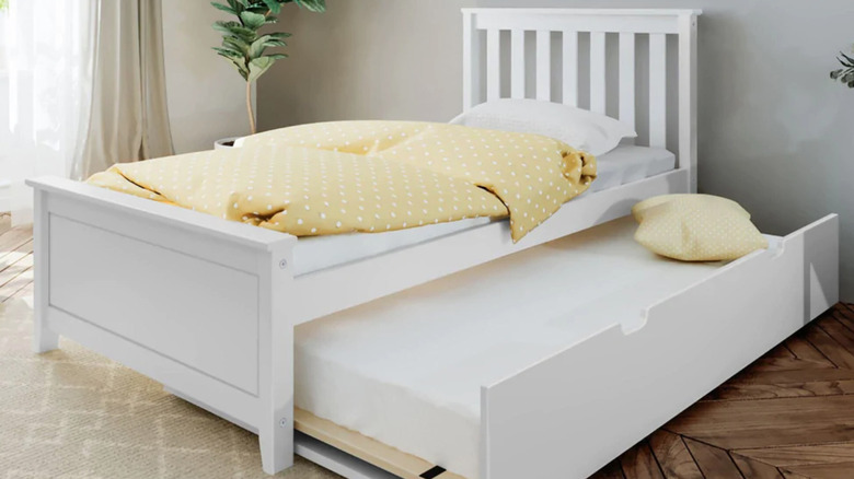 white twin trundle bed 