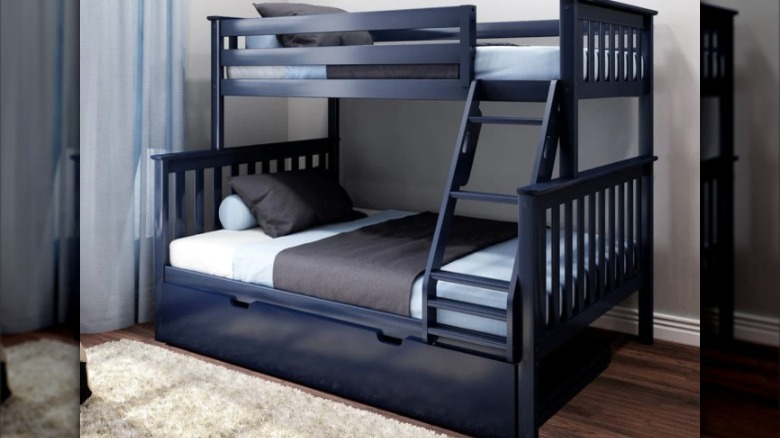 blue trundle bunk bed