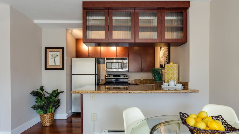 Simple apartment U-shaped kitchen