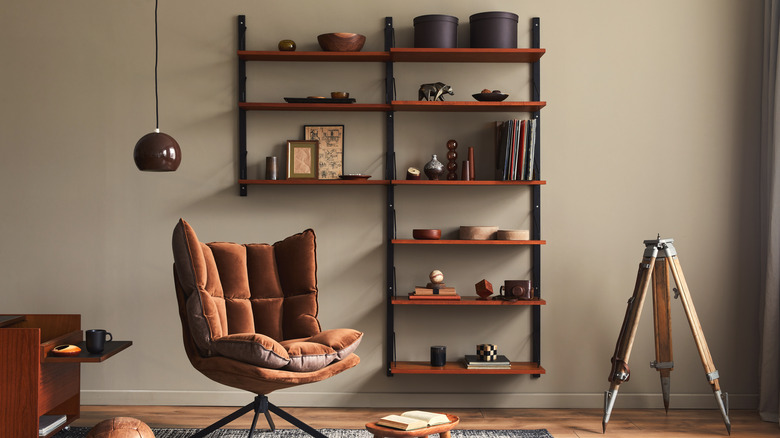 asymmetrical shelving on wall