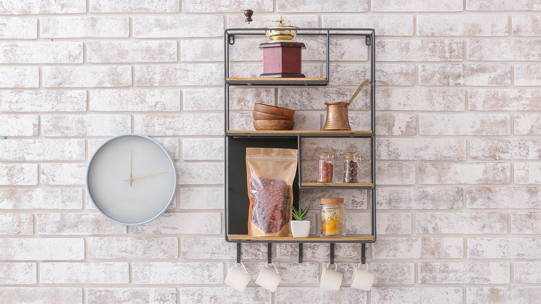 shelf with hooks for mugs