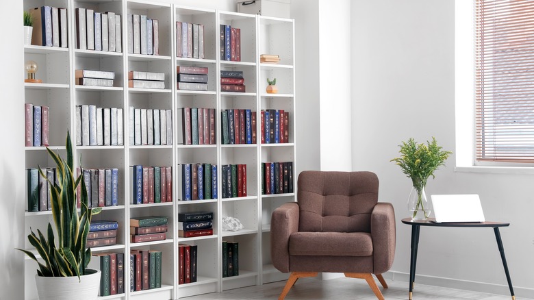 large bookshelf against the wall