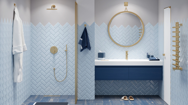 angled bathroom tiles