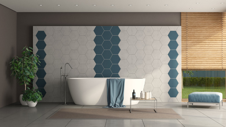 bathroom hexagon tiles