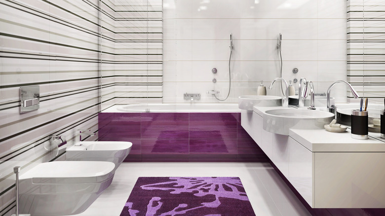 purple bathroom wall tiles
