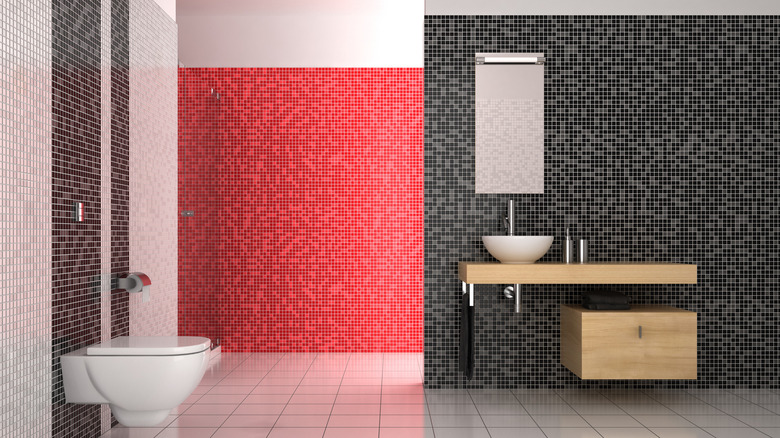 bathroom with mini tiles