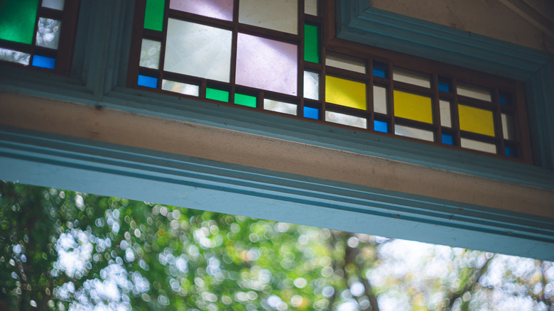 stained glass above doorway