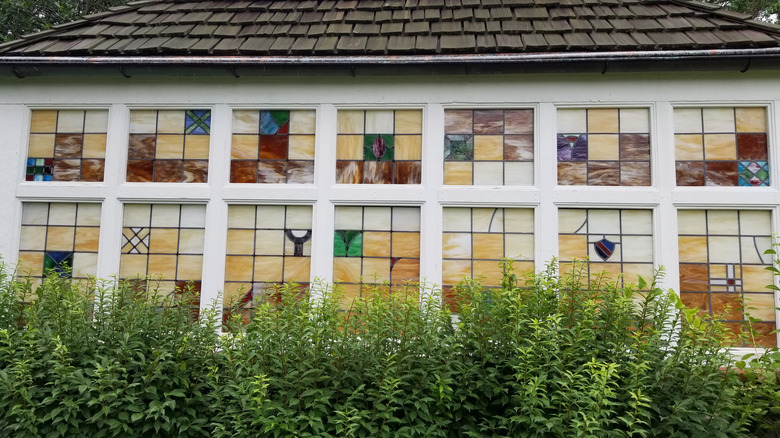 squares of stained glass