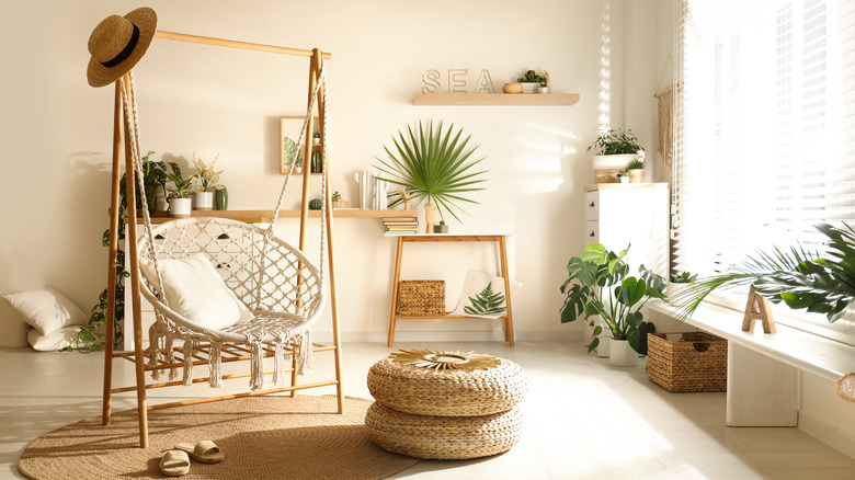 Swing chair in living room 