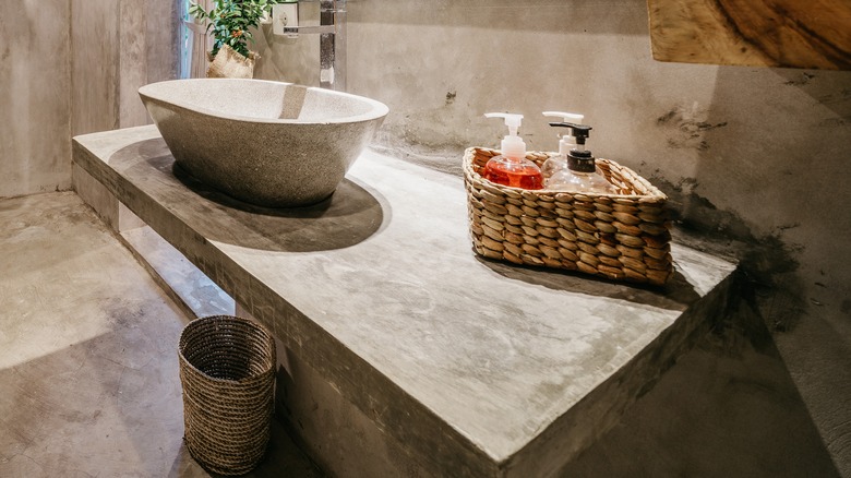 concrete vanity with sink